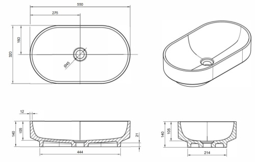 Умывальник Knief Ellipse Shape Pyrit 70203030