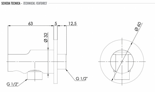 Держатель ручного душа с подключением Remer 337MCFP, черный брашированный хром