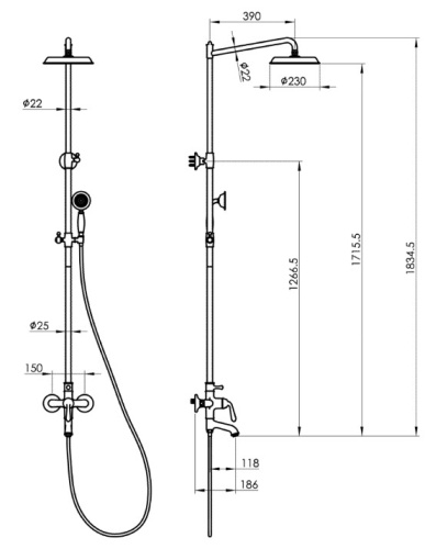 Душевая система Vivi Felice 0560 Bronzo