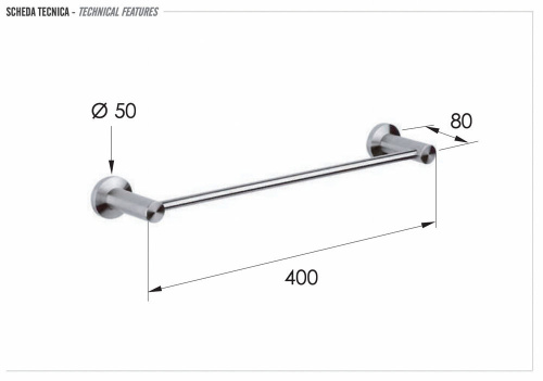 Полотенцедержатель 40 см Remer Minimal INOX Mi40INOXCR, нержавеющая сталь