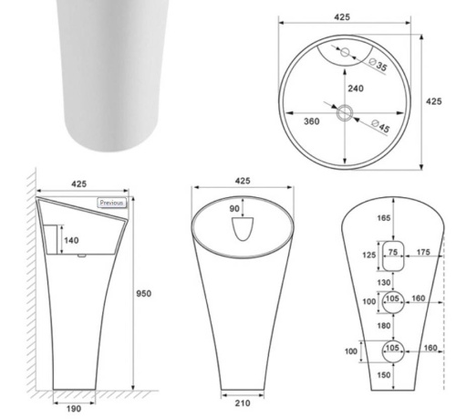 Умывальник CeramaLux WK8100