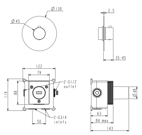 Смеситель для душа Nemo Round NM-2360BG brush gold