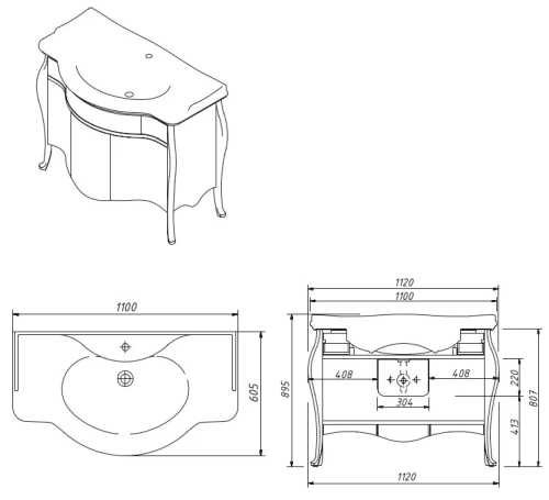 Тумба напольная Caprigo Venezia 110 11916-B013