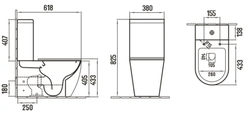 Унитаз напольный CeramaLux 2166XMLG