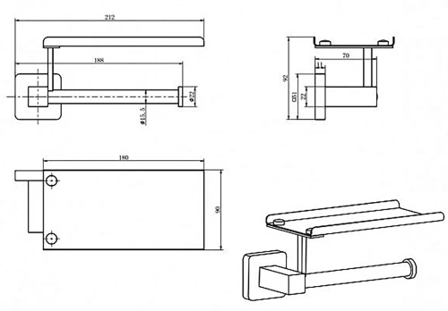 Бумагодержатель CeramaLux Quadro 61907B
