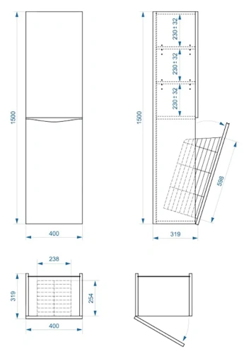 Пенал подвесной Vela Бриз 40ПБК (бельевая корзина) петли левые RS633472