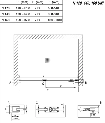 Душевая дверь Kolpa-San Andromeda N 140 black transparent 516790