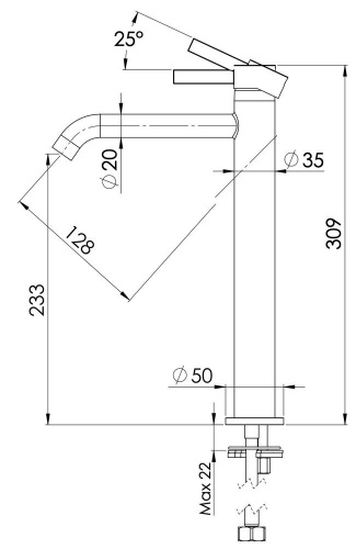 Смеситель для раковины Remer Metrica MC11LXLXV, сталь