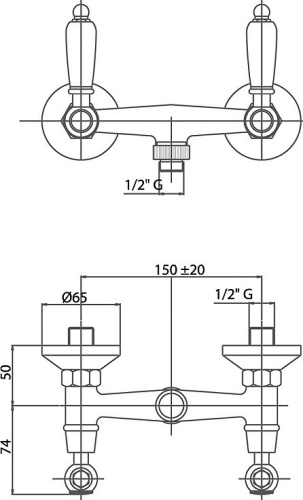 Смеситель для душа Caprigo Adria-classic 03-015-CRM