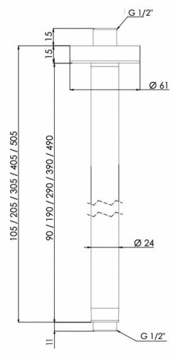 Кронштейн потолочный 30 см Remer 347N30CFP, черный брашированный хром