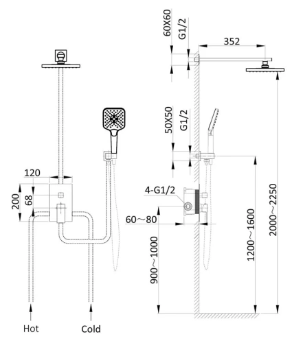 Душевая система Vincea Next VSFW-1N1MB