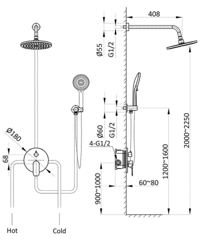 Душевая система Vincea Desire VSFW-1D1BG