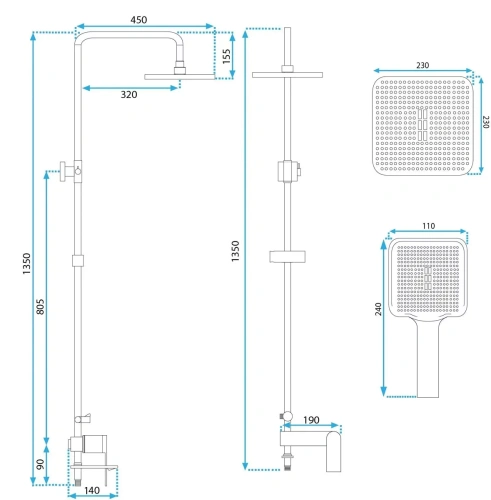 Душевая система Rea Storm copper brush P3000