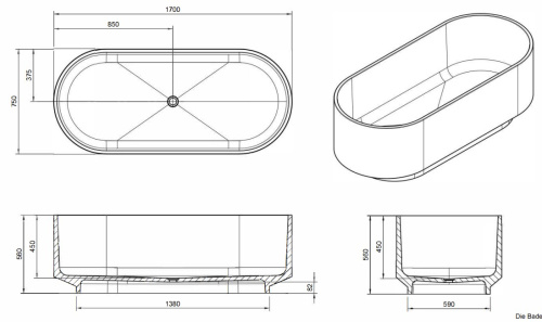 Ванна Knief Ellipse shape Pyrit 70003030