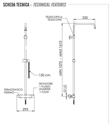 Душевая система Remer Elegance EQ32ASSDNO, черный матовый