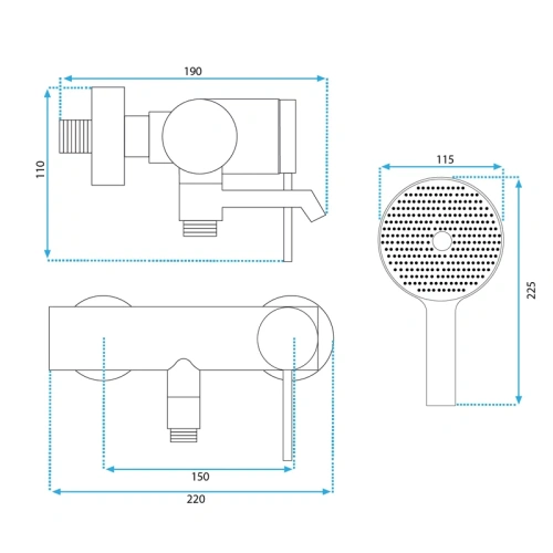 Смеситель для ванны Rea Foss Black matt B5099