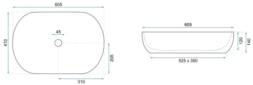 Умывальник Rea Cleo 61 Aiax Shiny U9656