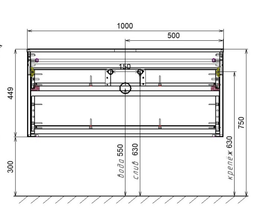 Тумба подвесная Vincea Mesa 1000 T.Oak + Beton VMC-2MS100TB