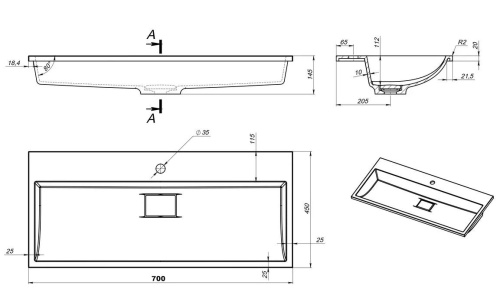 Умывальник Versalia Absolute 70