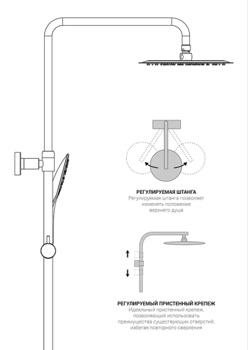Душевая система Vincea Next VSFS-1N0TGM