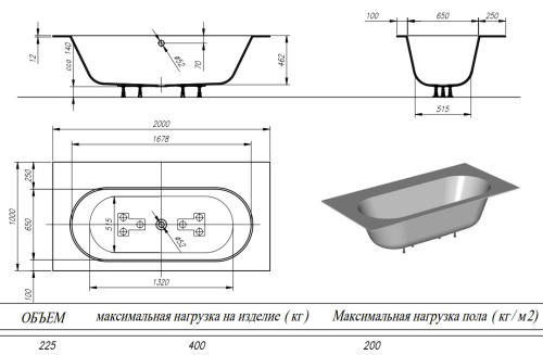 Ванна из искусственного камня Kolpa-San Atys 200x100