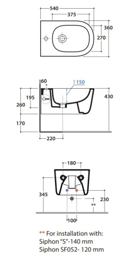 Биде подвесное Globo LALITA LTS09BI