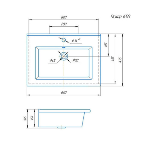 Умывальник Caprigo Оскар 650