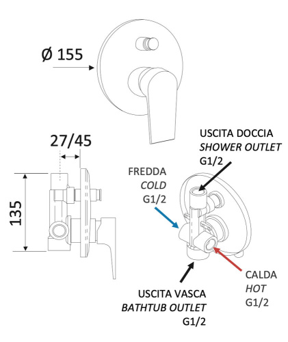 Смеситель для душа Mariani Artic В14173AT