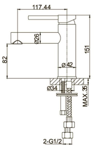 Смеситель для умывальника Caprigo Don 53-020-GUN