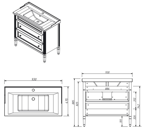 Тумба напольная Caprigo Albion Concept 90 34018-SF013