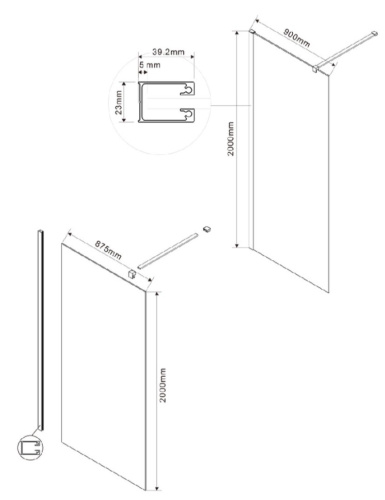 Душевая стенка Vincea Walk-In VSW-1H900MRB
