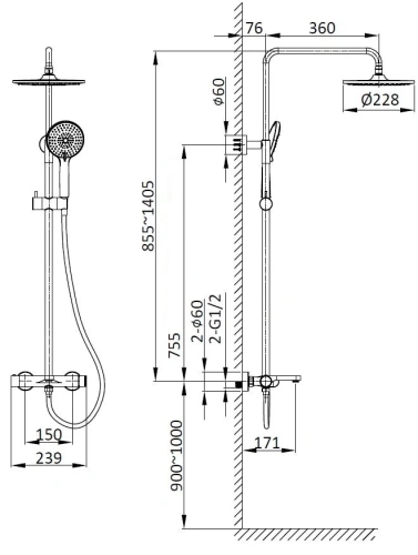 Душевая система Vincea Rondo VSFS-1R1BG