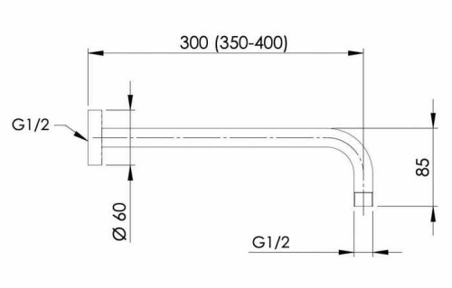 Кронштейн 40 см Remer 343L40NO, черный матовый
