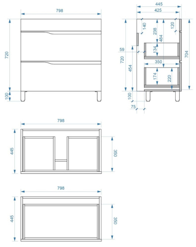 Тумба напольная Vela Вектор 80Н под Absolute TU48077
