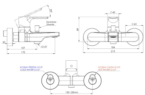 Смеситель для ванны Mariani Kali B00212KL