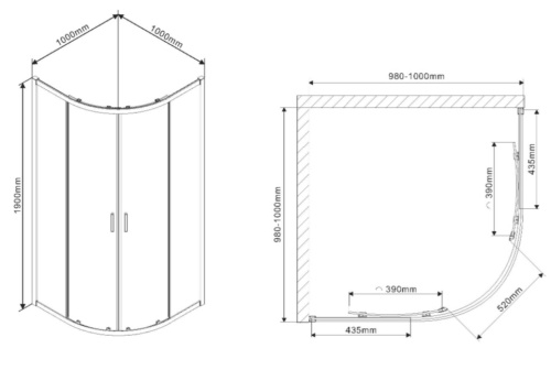 Душевой уголок Vincea Scala VSQ-2SC100CL