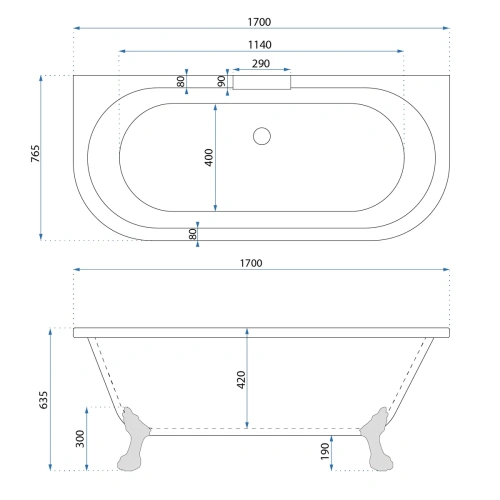 Ванна акриловая Rea Korfu 170 W5690