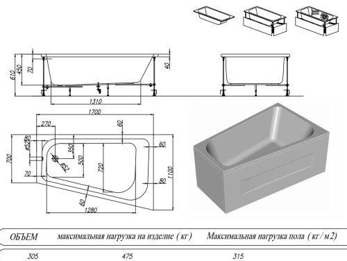 Ванна акриловая Kolpa-San Beatrice 170x110 L