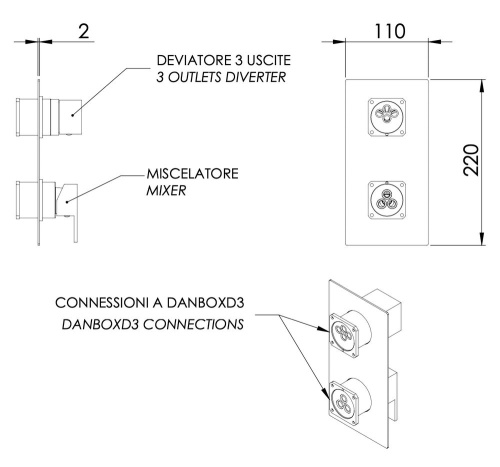 Смеситель для душа Daniel Skyline SK612D3KBDP