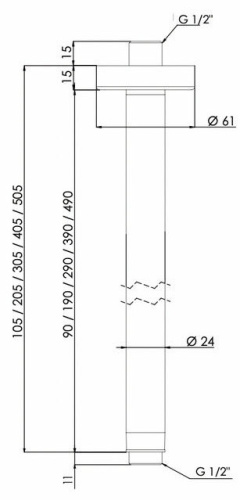 Кронштейн потолочный 20 см Remer 347N20NO, черный матовый