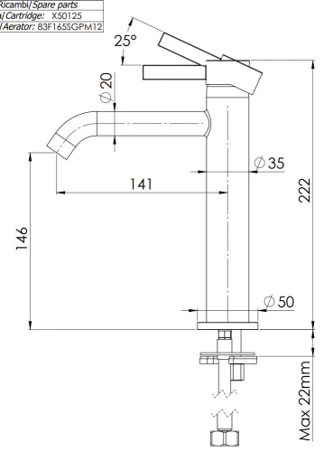 Смеситель для раковины Remer Metrica MC12A