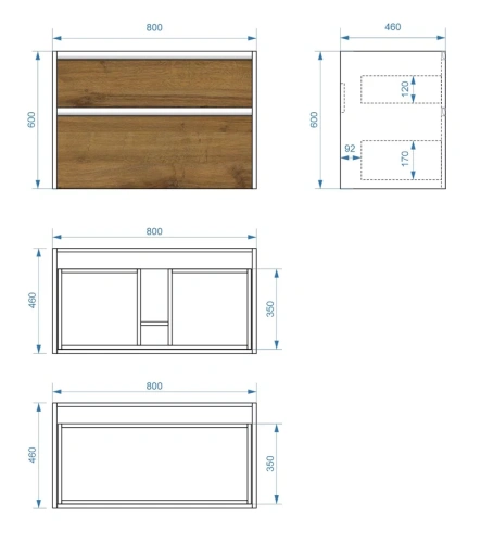 Тумба подвесная Vela 80П дуб шерман коньяк коричневый TU27151