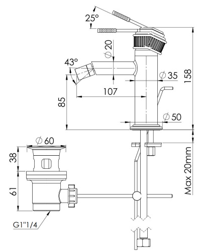 Смеситель для биде Remer Atelier AL20