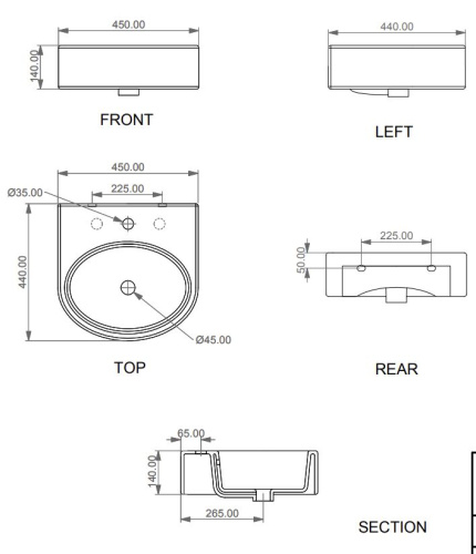 Умывальник GSG Ceramic Design Like LKLAVBW45015