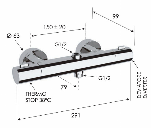 Смеситель для душа Remer Elegance EQ32