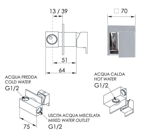 Смеситель для гигиенического душа Remer Qubika Q63