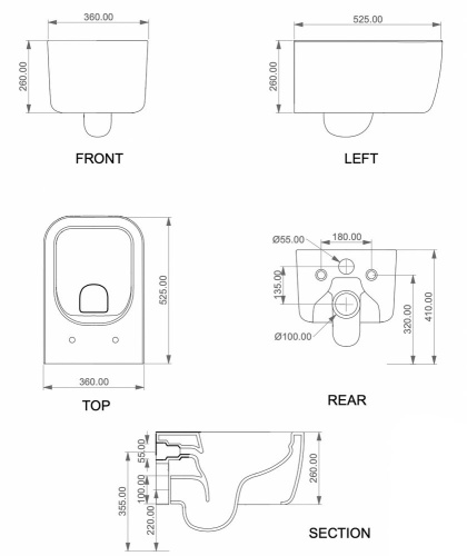 Подвесной унитаз GSG Ceramic Design Brio BRWCSO000+BRCOPRSLTICRCN000+ACS40 