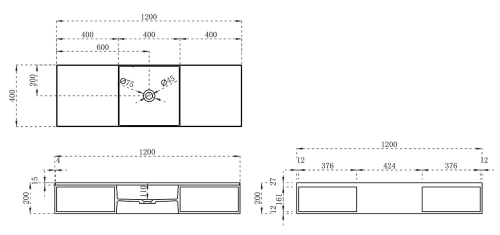 Умывальник Vincea Solid Surface VWB-6S212MW