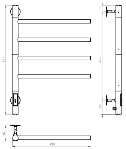 Полотенцесушитель электрический Vincea VTD-1S1CBE