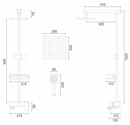 Душевая система Rea Jack Gold matt P7050